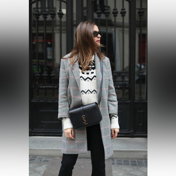 Zara Rare Ecru Tartan Checked Classic Coat Bloggers Favourite. - Picture 4 of 13